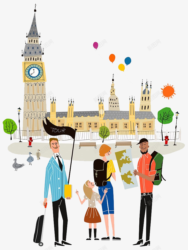 线描城市旅游png免抠素材_88icon https://88icon.com 城市 旅游 旅行团 线描