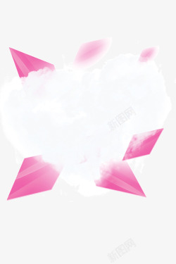 背景装饰字体粉红色心形云素材