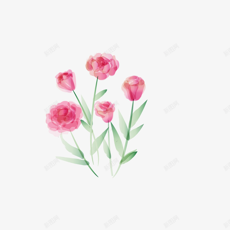 手绘水彩花卉植物png免抠素材_88icon https://88icon.com 印花图案 植物花卉 清新小花 粉红花朵 花卉 装饰图案 贴纸图案