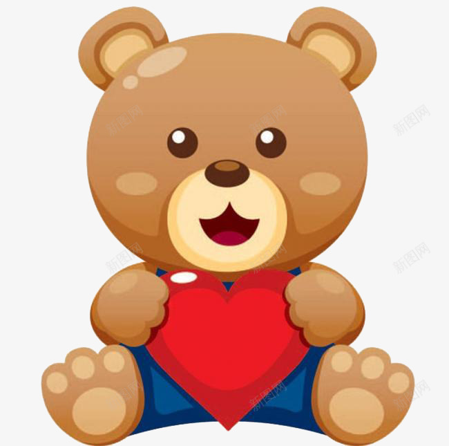 卡通小熊png免抠素材_88icon https://88icon.com 动物 可爱卡通 棕色小熊 爱心 红色