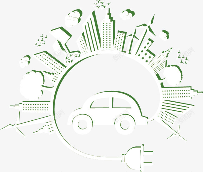 环保png免抠素材_88icon https://88icon.com 低碳生活 保护环境 城市环境 建筑 环保素材 环保节能 电动汽车 风车