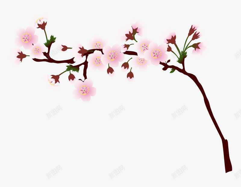 桃花和桃花枝干简图png免抠素材_88icon https://88icon.com 卡通 手绘图 树枝 桃树 桃花 简图 花朵 花瓣