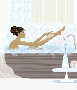 美女泡澡时尚插图美女泡澡护理身体高清图片