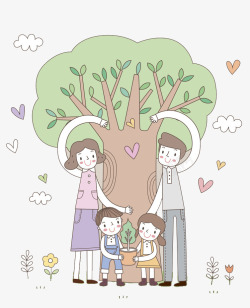 爱心小树相爱一家人高清图片