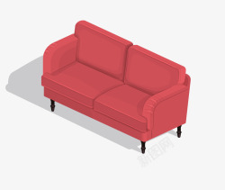 扁平化家具红色沙发矢量图素材
