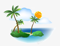 乌龟小岛图海岛椰树矢量图高清图片