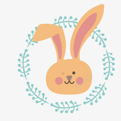 复活节标签卡通可爱的小兔子标签矢量图高清图片