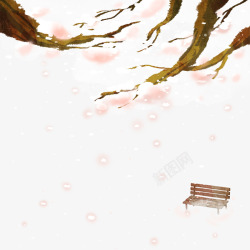 小清新手绘樱花树素材