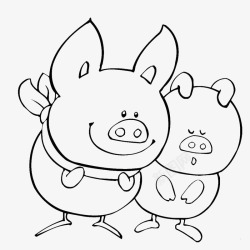 2只猪简笔画素材