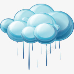 卡通下雨的蓝色云朵海报背景素材