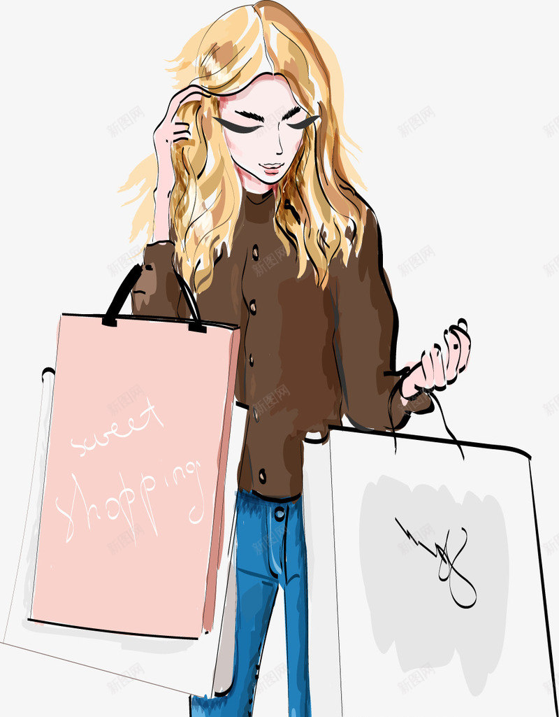 提着购物袋的漂亮美女png免抠素材_88icon https://88icon.com 买东西 少女 扁平化 手提东西 提着 美女 购物 购物袋