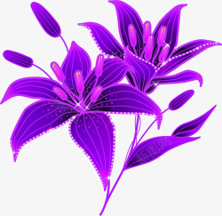 紫色唯美星光花朵素材