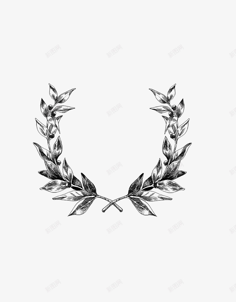 手绘黑色线条圣诞节叶子花环png免抠素材_88icon https://88icon.com 叶子素材 圣诞节 手绘卡通 花环素材