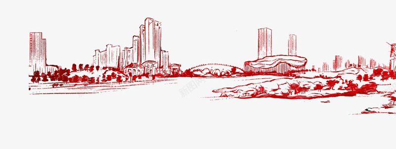 城市图案png免抠素材_88icon https://88icon.com 城市 海报 红色 线性图案 装饰