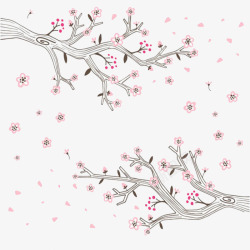 简约手绘樱花树素材