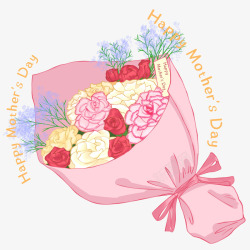 手绘母亲节装饰鲜花花束素材