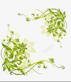 绿色精美抽象对角花素材