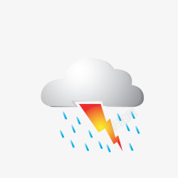 气象标志卡通雷雨天气气象标志高清图片
