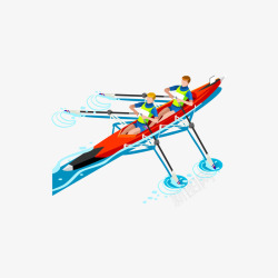 双人皮划艇运动矢量图素材