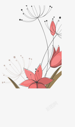 中国风淡雅花卉装饰图案矢量图素材