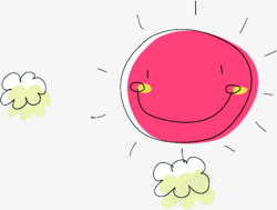 春季粉色太阳白云素材