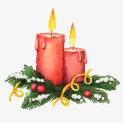 圣诞蜡烛蜡烛插画圣诞装饰物素材