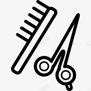 剪刀剪刀和梳子图标图标