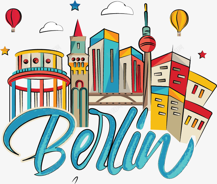 水彩漫画世界城市地标柏林矢量图eps免抠素材_88icon https://88icon.com 卡通 城市地标 旅游标志 柏林 漫画 矢量图