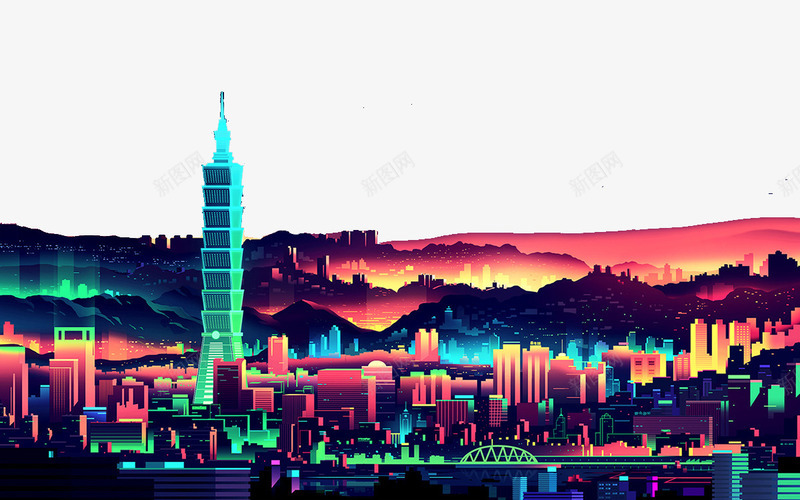 城市夜景建筑物背景png免抠素材_88icon https://88icon.com 城市 夜景 建筑物背景