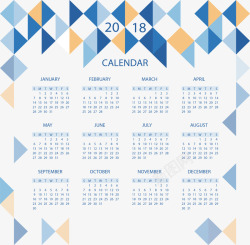 蓝色三角花纹日历矢量图素材