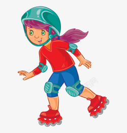 滑冰冰鞋手绘卡通溜冰女孩高清图片