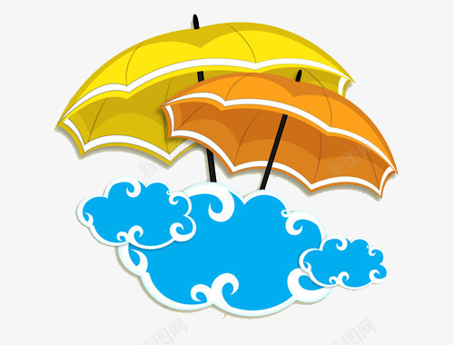 白云上的雨伞png免抠素材_88icon https://88icon.com 卡通 手绘 插画 雨伞