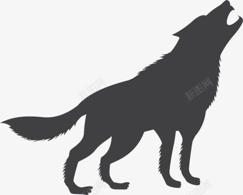 狼的性格手绘嚎叫的动物狼剪影矢量图图标图标