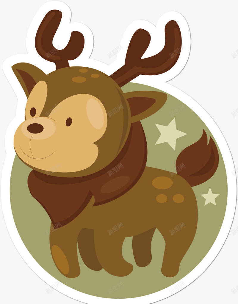 卡通圣诞麋鹿矢量图ai免抠素材_88icon https://88icon.com 动物 卡通人物 圣诞山麓 圣诞帽 圣诞麋鹿 帽子 白胡子 矢量图