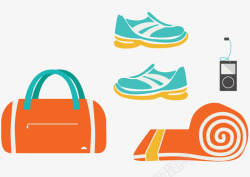 运动鞋mp3包包瑜伽垫矢量图素材