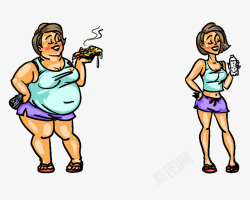 肥胖女人与健康女人素材