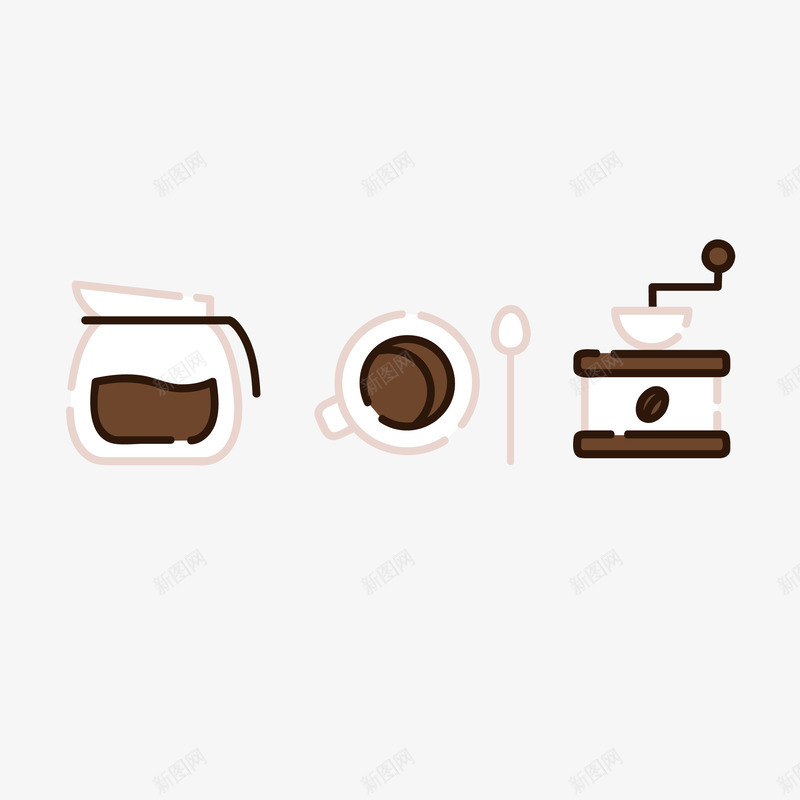 简洁线条咖啡器具矢量图ai免抠素材_88icon https://88icon.com 咖啡 咖啡勺 咖啡器具 咖啡壶 咖啡杯 手摇磨豆机 简洁 简约 线条 矢量图