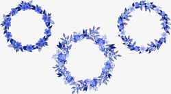 蓝色花环植物装饰矢量图素材