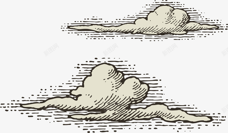 两朵素描手绘线描云png免抠素材_88icon https://88icon.com 两朵白云 云朵 手绘云朵 矢量云朵 素描白云 线描云