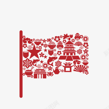 梅花PNG图标组成旗帜图标