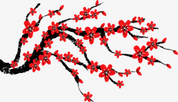 红色中国风手绘樱花矢量图素材
