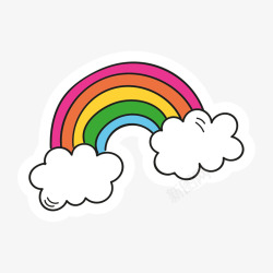 白色云朵和拱形彩虹矢量图素材