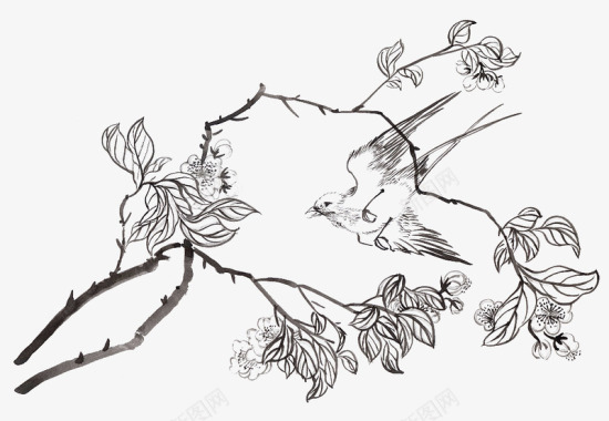植物花纹背景黑色手绘花卉图标图标