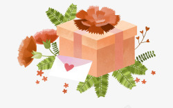 手绘装饰插图母亲节花卉礼盒插画素材