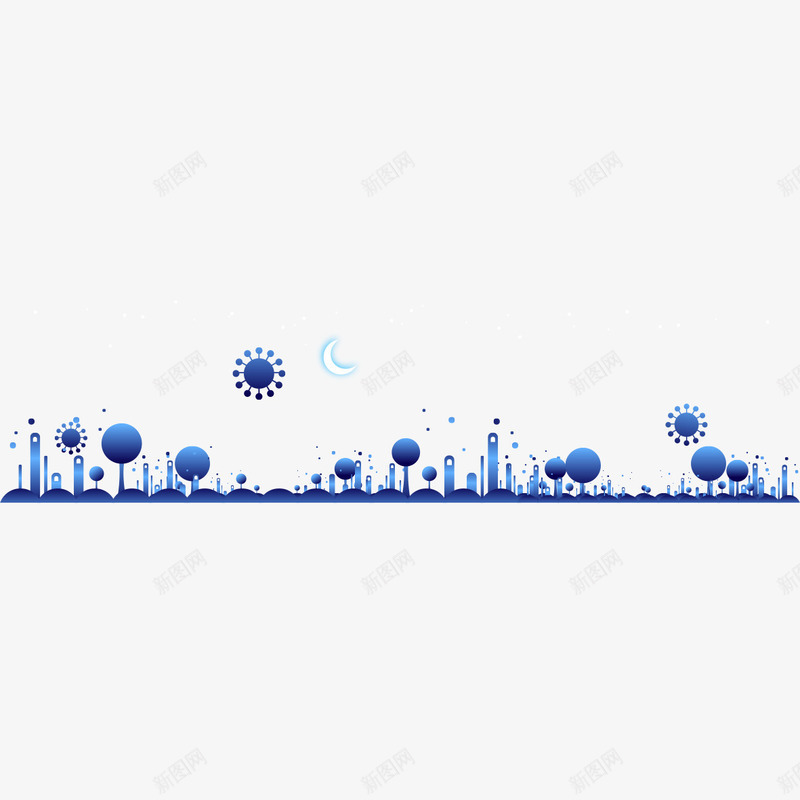蓝色城市群png免抠素材_88icon https://88icon.com 城市 城市群 建筑物 蓝色