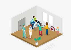 护士病人动画简洁医疗看病检查25D插画矢量图高清图片