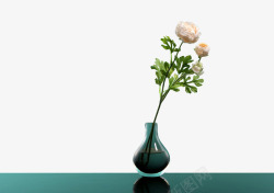 台花绿色玻璃花卉摆件高清图片