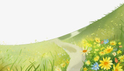 夏日草丛夏日装饰插图水彩草丛花卉插画高清图片