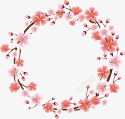 粉红色梅花漂亮的花环矢量图高清图片