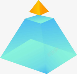 蓝橙色立体三角形素材